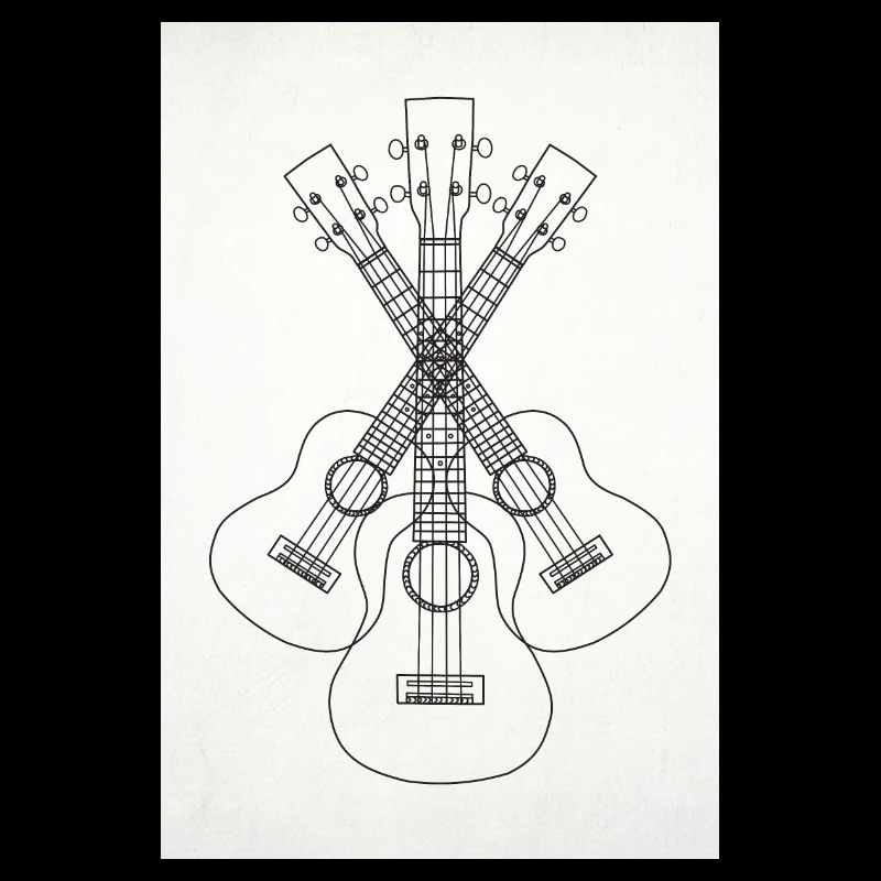 Ukulele LineArt schwarz - Poster