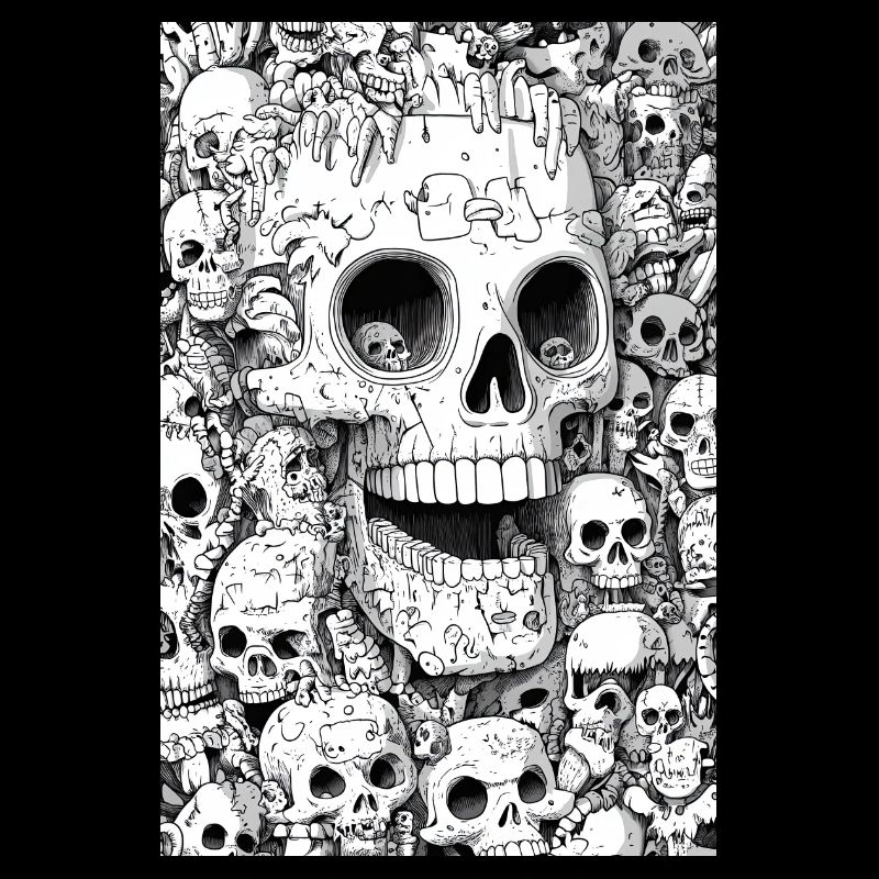 Skeleton shell in black and white