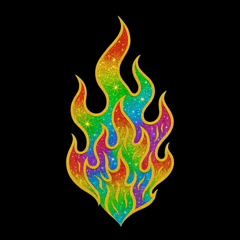 Rainbow Fire Glitter Flame