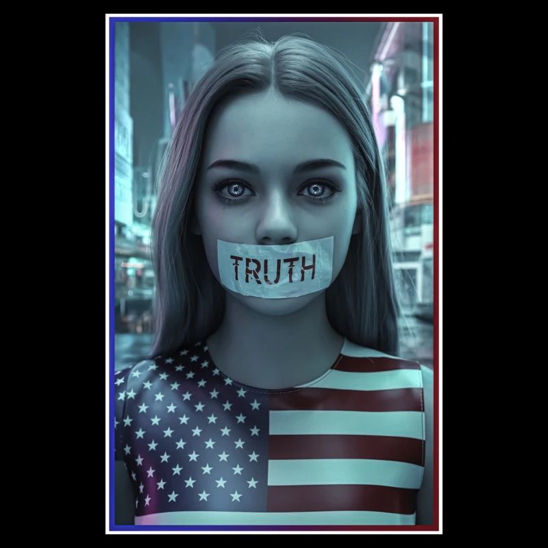 Conception du visage avec la bouche de vérité dans le drapeau américain