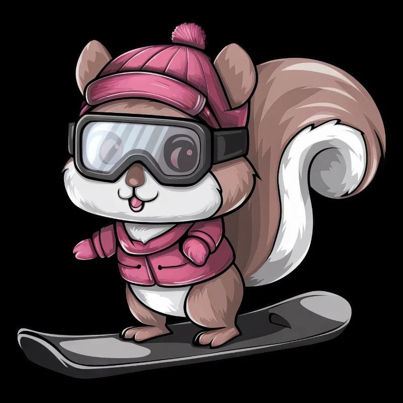 Cooler Eichhörnchen Snowboarder Wintersport