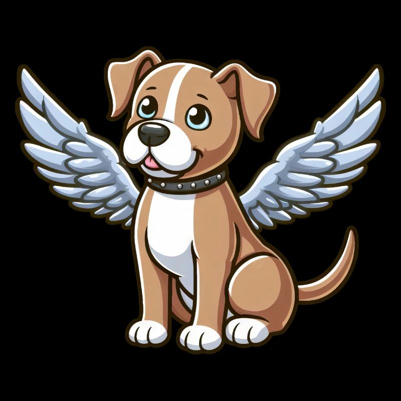 Chien Pitbull Ailes D’ange Dessin Animé Mignon