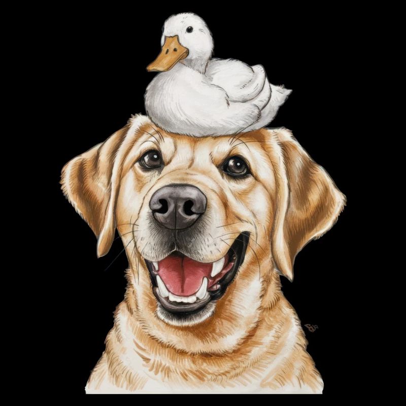 Cute Labrador Retriever with Duck