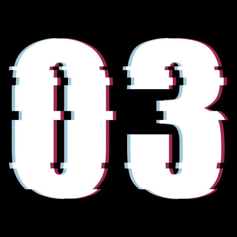 Three 3 Three 03 Number Effect Distorted Number