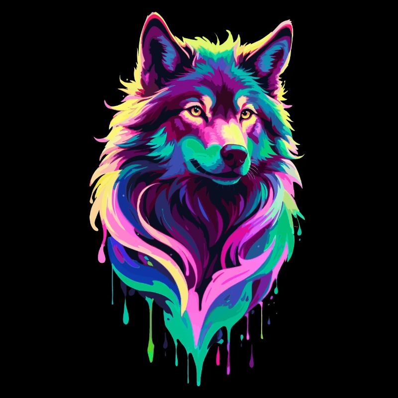 Colorful Wolf Graffiti Wolf Head