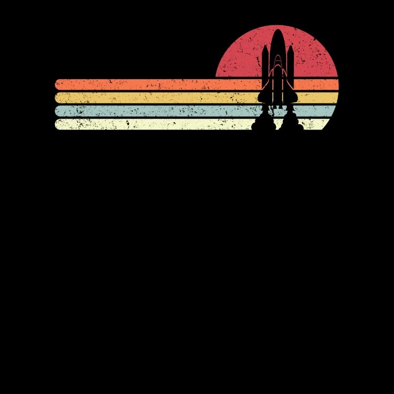 Impression de la navette spatiale. Lancement d'une fusée de style rétro