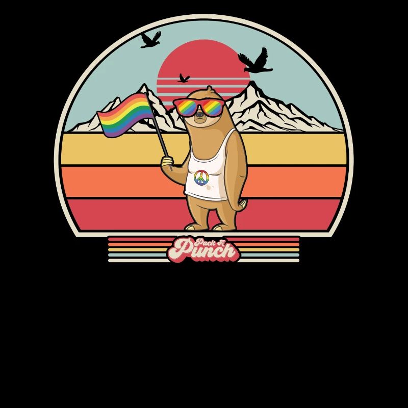 Impression LGBT Pride Sloth. Graphique de style rétro