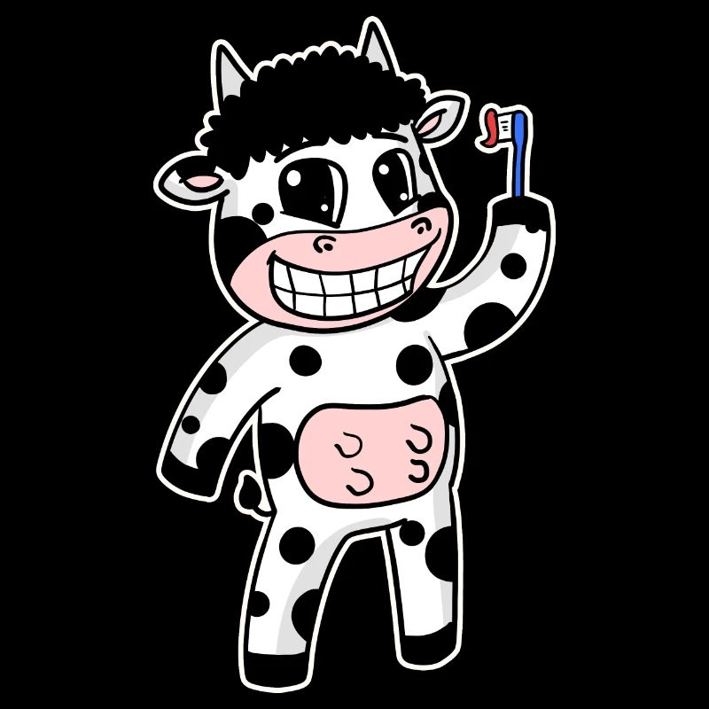 Vache avec brosse à dents