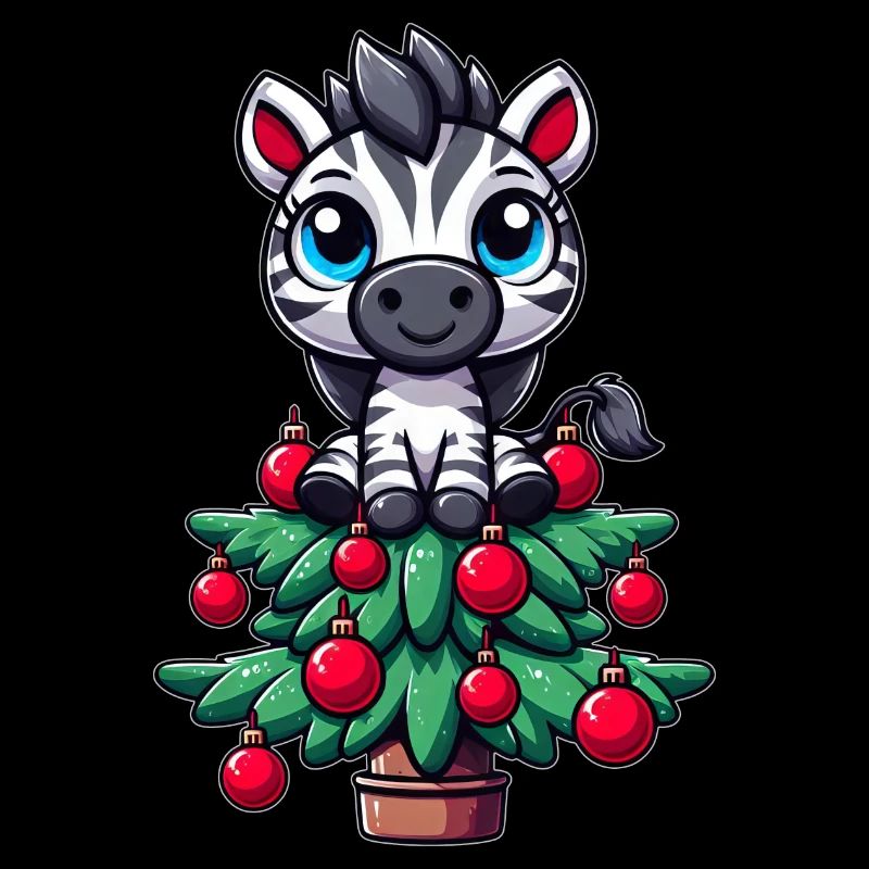 Funny Zebra Christmas Tree Whimsical Christmas Tree