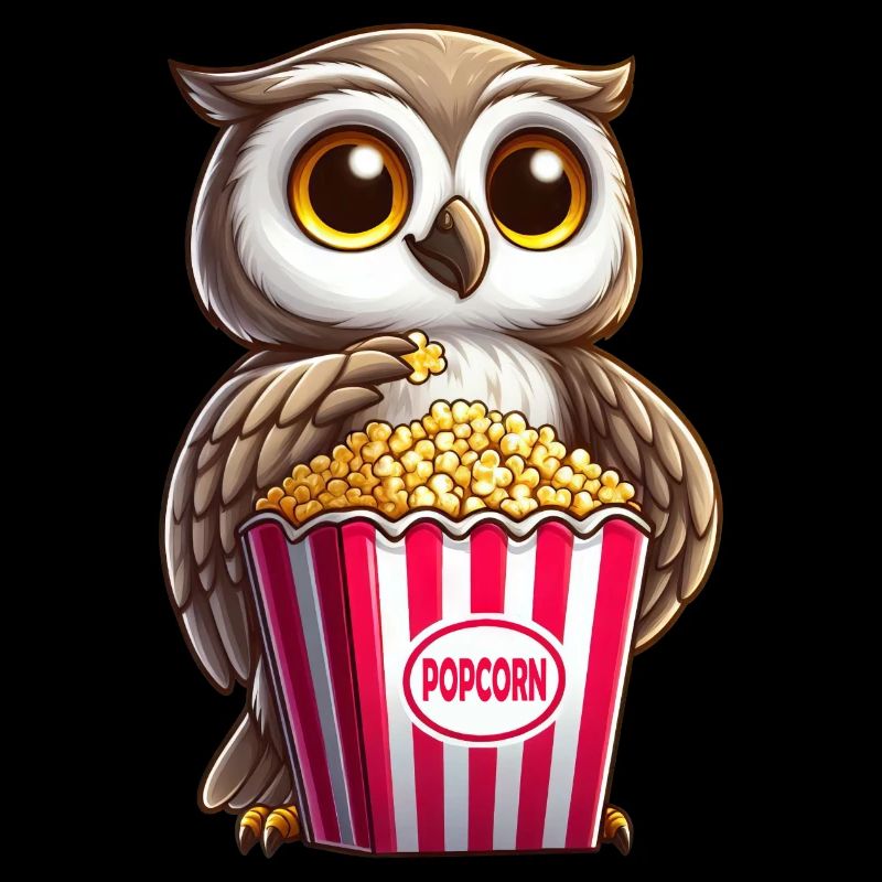 Hibou au pop-corn à la soirée cinéma