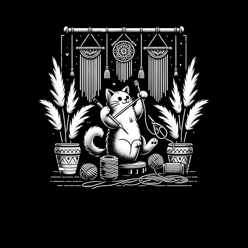 Drôle de macramé chat artiste macramé