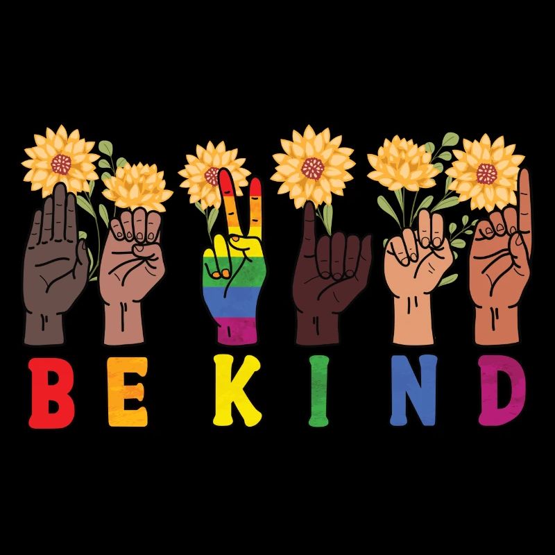 Be Kind LGBT Regenbogen Gebärdensprache Trans