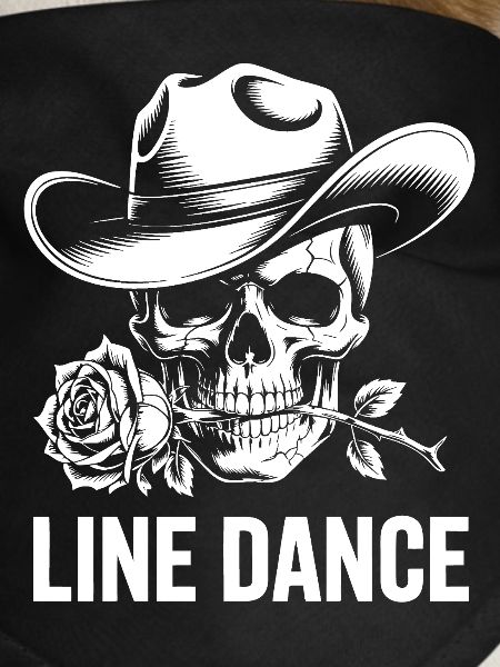 Line Dance Skull with Rose