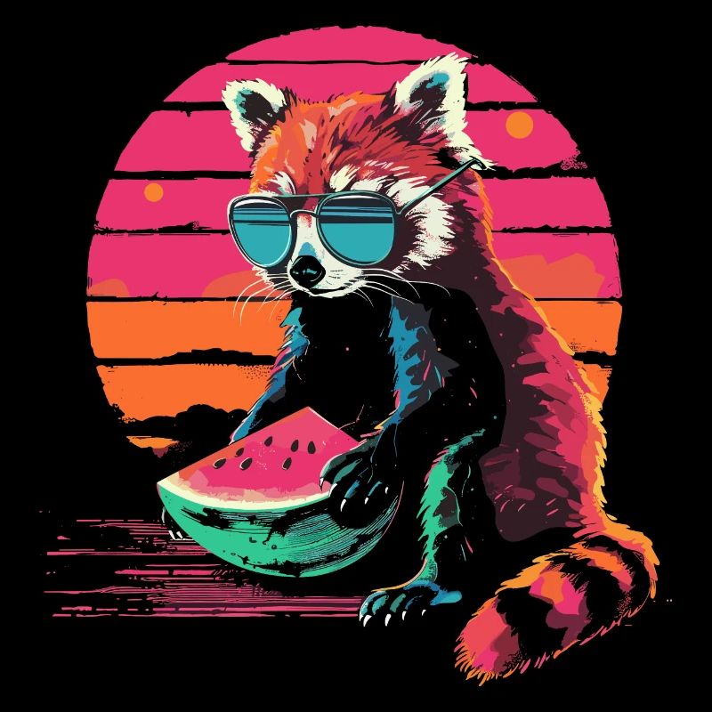 Panda roux Chat Ours Panda roux Pastèque Cool