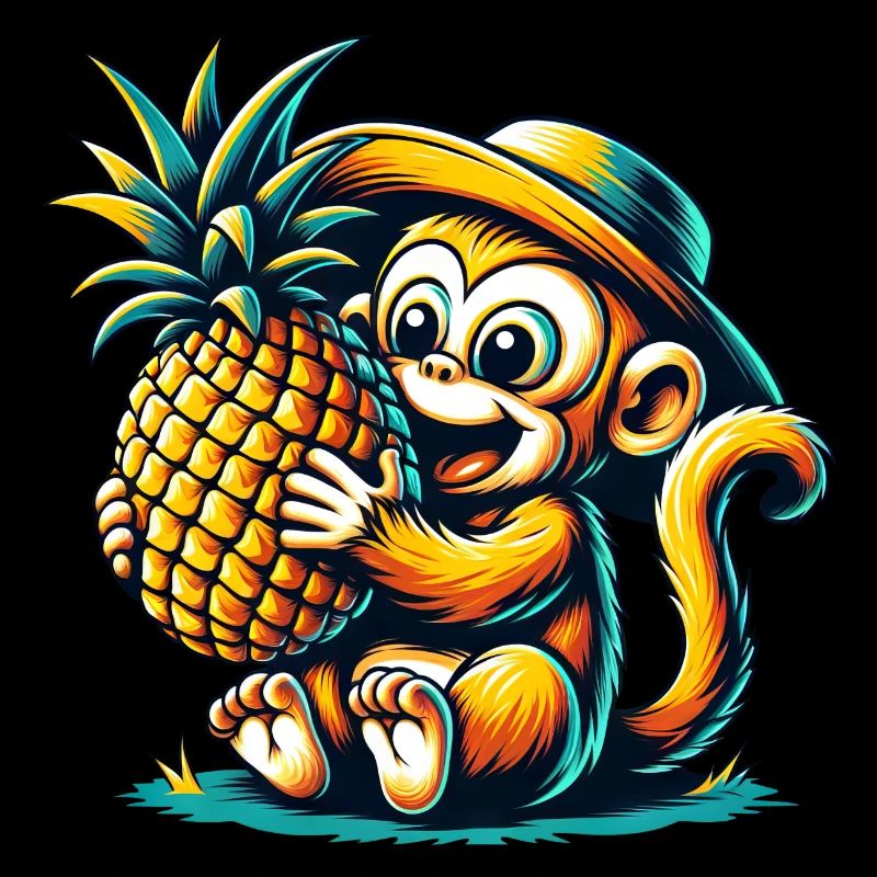 Affe Schimpanse Ananas Comic Fruchtig Süß