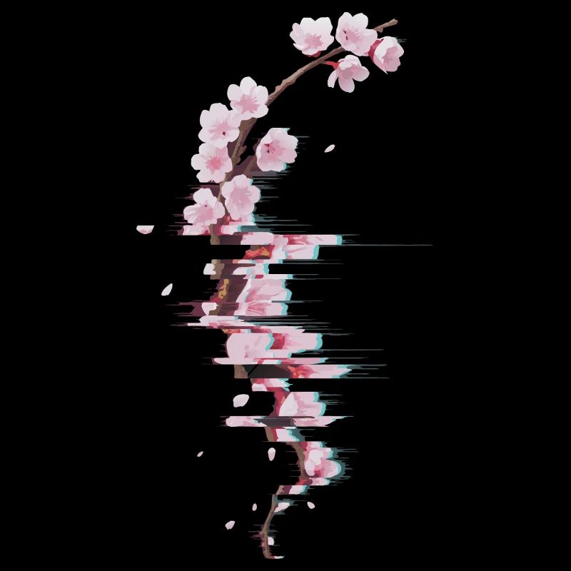 Branche moderne de Fleurs de cerisier glitch