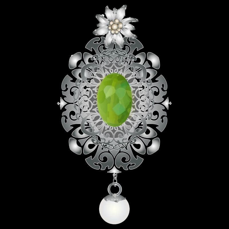 zeitlose Trachten Smaragd Brosche mit Perle