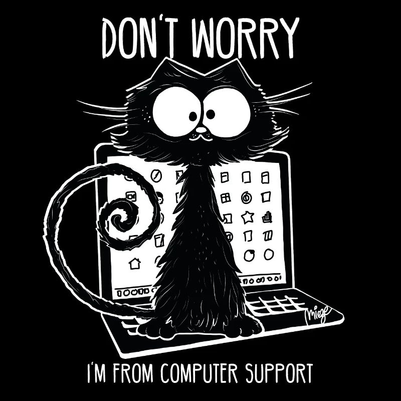 Support informatique drôle de chat noir