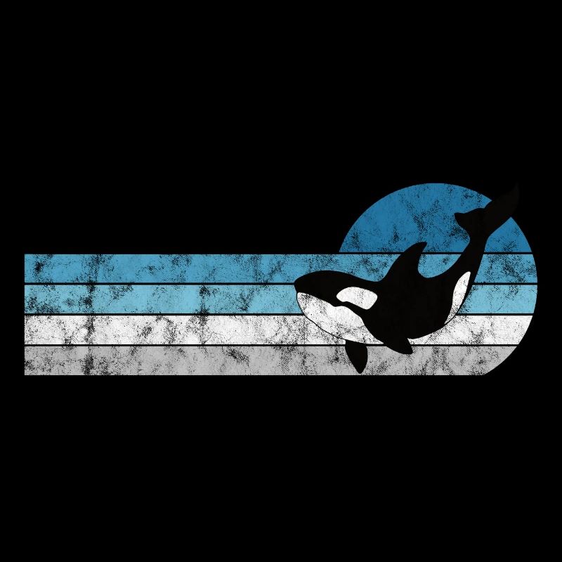 Orca Schwertwal Killerwal Geschenk Retro Wal Ozean