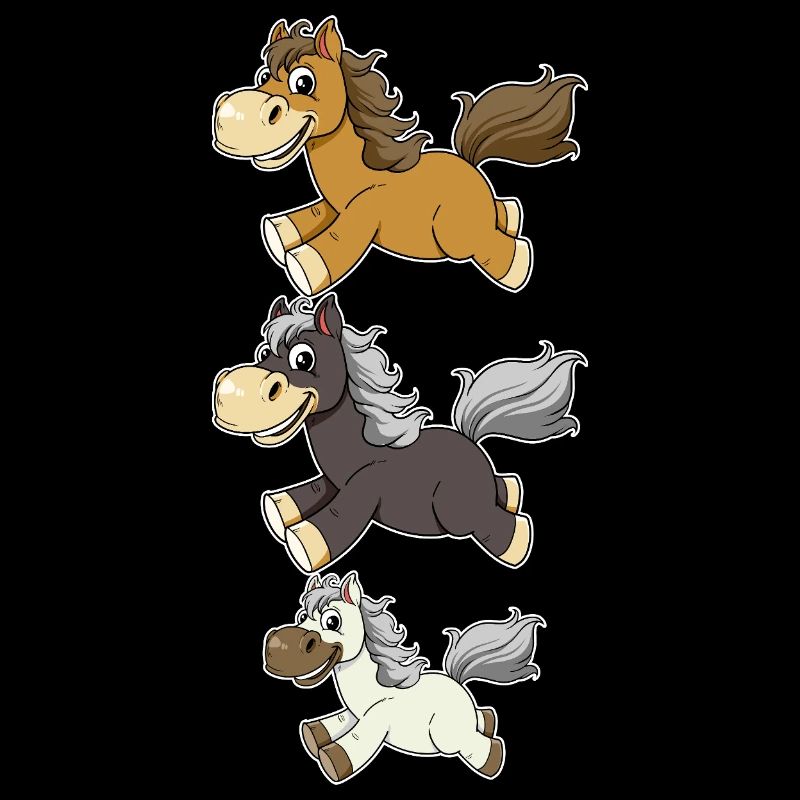 Three Galloping Horses Comic Design