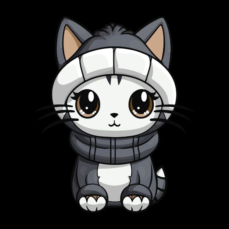 Chat Hiver Animal Mignon Bande Dessinée