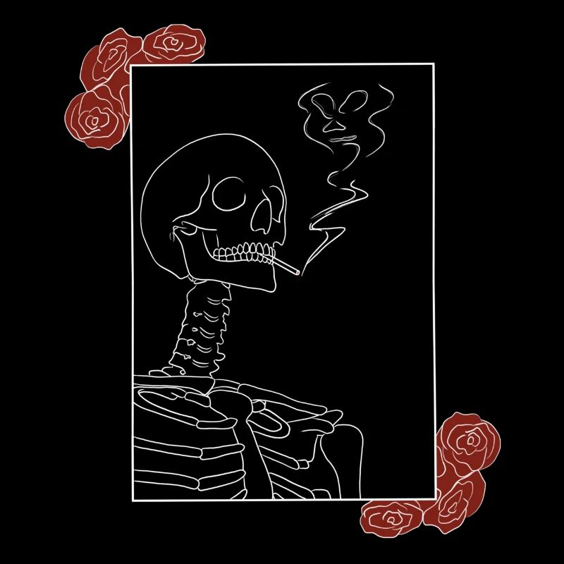 Fumer un squelette avec des roses | Mort cachée