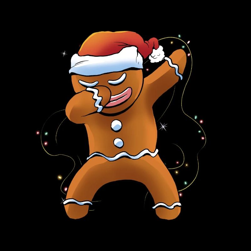 Dabbing gingerbread man with cap Santa Christmas
