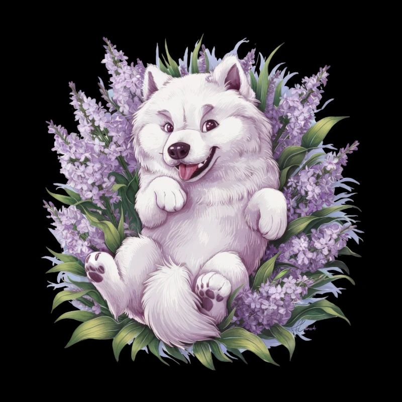 Sweet Samoyed Spitz with beautiful lilac