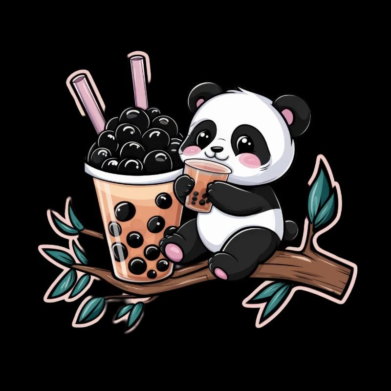 Kawaii Panda with Bubble Tea