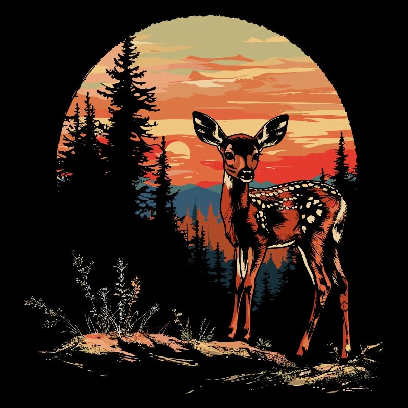 Fawn Deer Forest Deer Nature Sunset