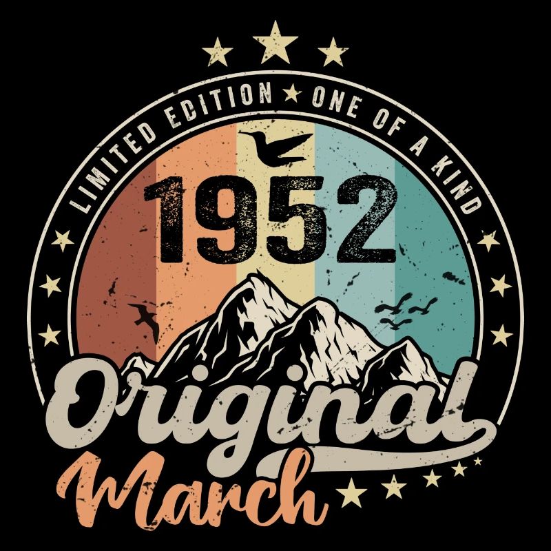 Geburtstagsgeschenk Geboren im März 1952 Retro 1952