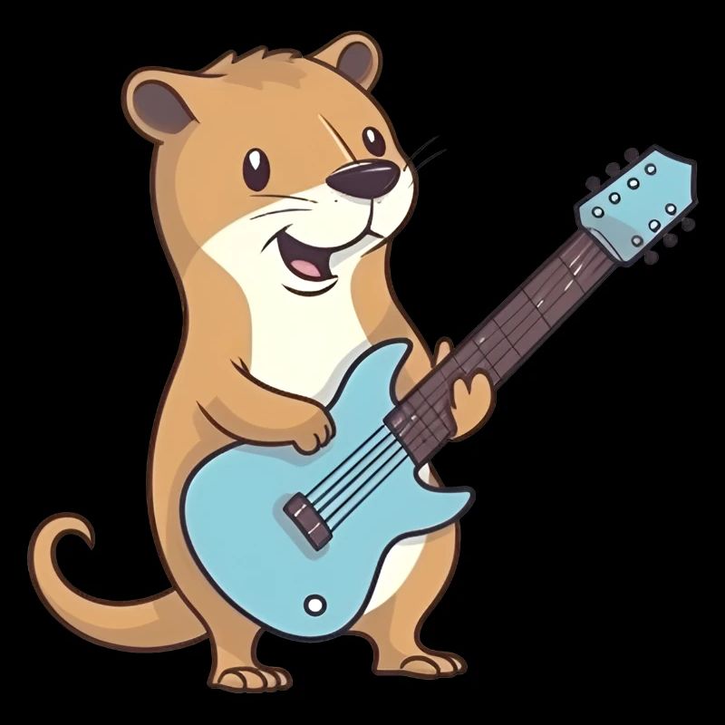 Cute mongoose playing guitar