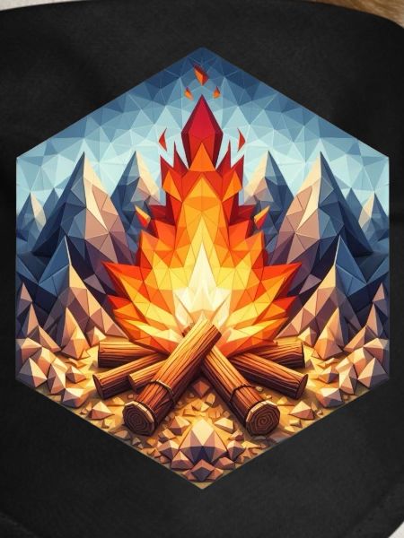 A polygon-style campfire