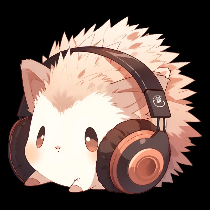 Hérisson mignon avec des écouteurs