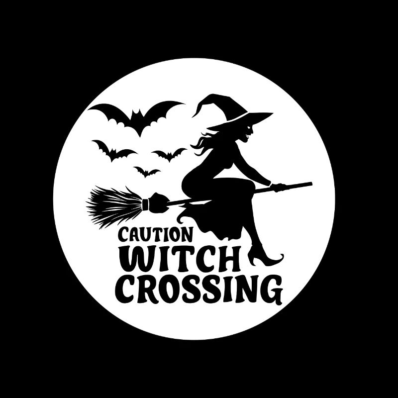 Witch Broom Saying Caution Witch Crossing