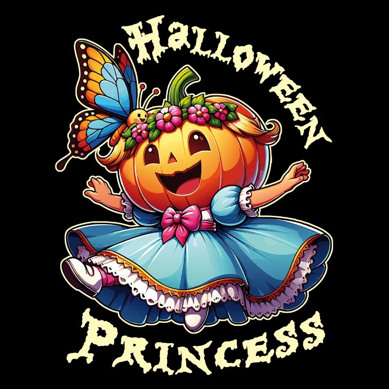 Mignonne princesse d’Halloween avec papillon