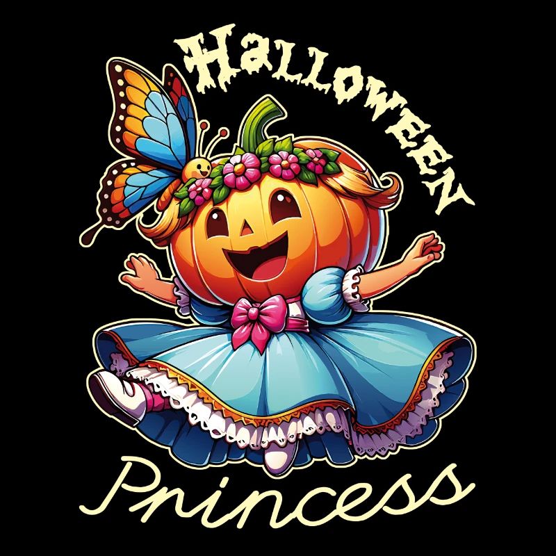 Mignonne princesse d’Halloween avec papillon