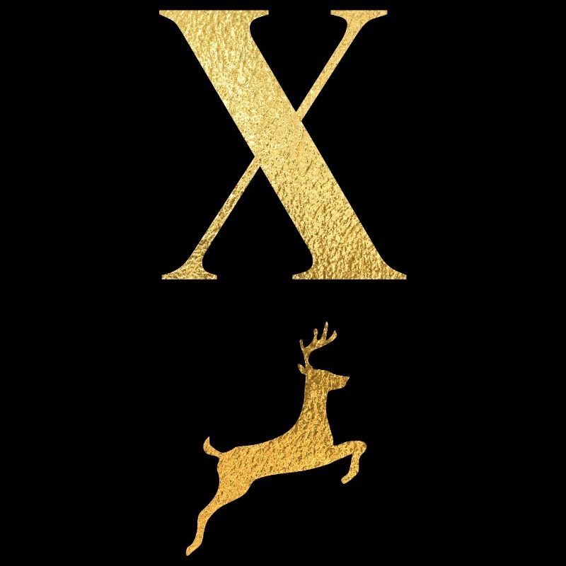 Buchstabe x Goldener Hirsch - Geschenkidee