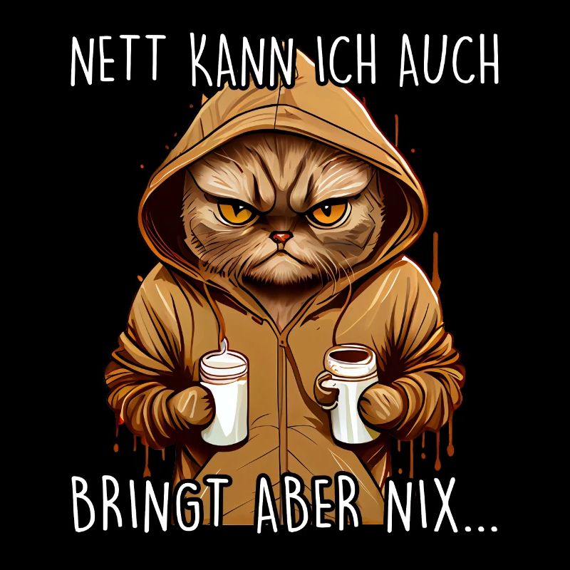Nett kann ich auch Spruch Morgenmuffel Katze Fun