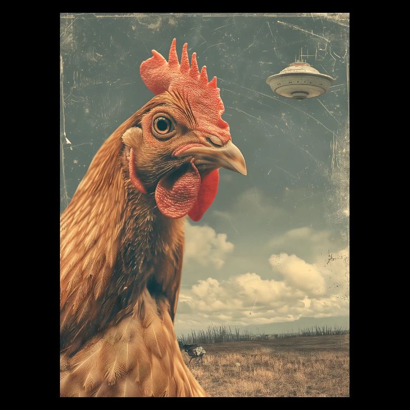 Hühner Chicken UFO Alien Raumschiff Weirdcore
