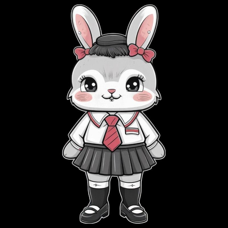 Lapin mignon en uniforme scolaire traditionnel.