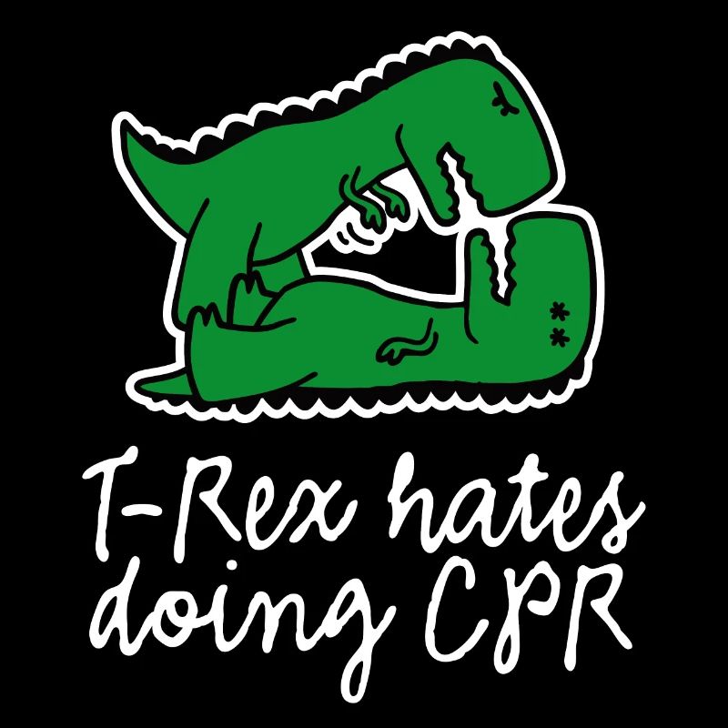 T-Rex hates doing CPR first aid nurse