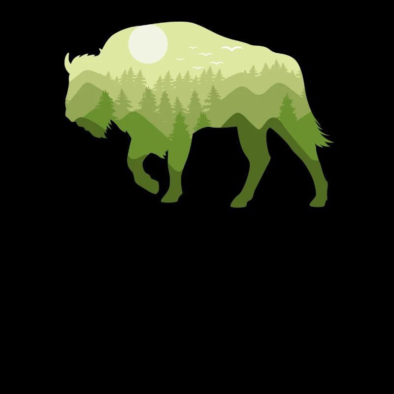 Bison Bison Bison Forest Natural Landscape Gift