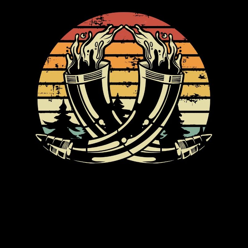 Deux cornes vikings de couleur rétro