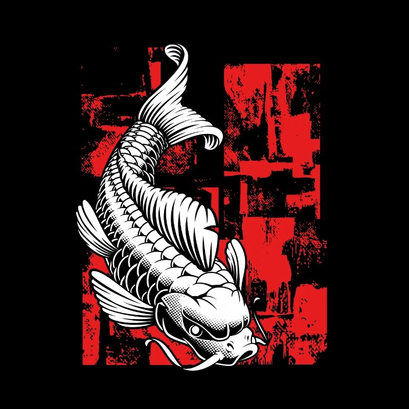 White koi with red