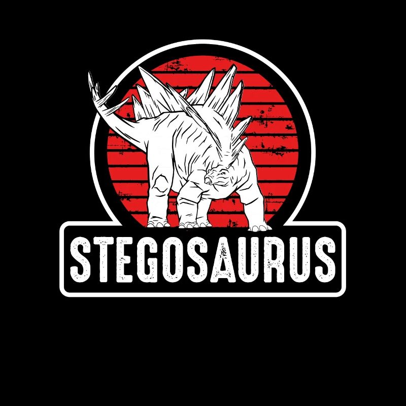 Stégosaure sur un soleil rouge