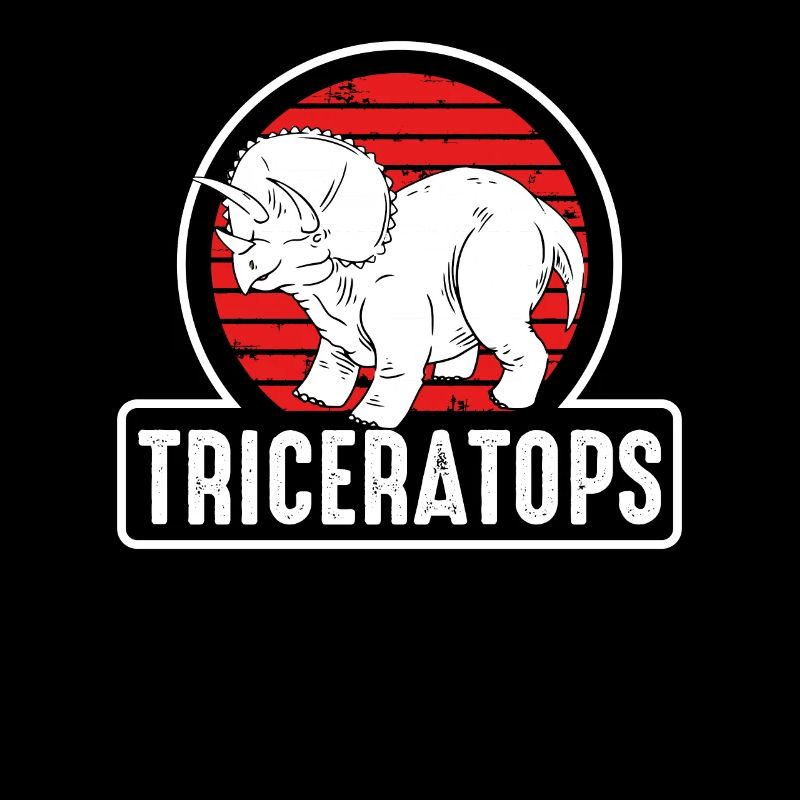 Tricératops sur un soleil rouge