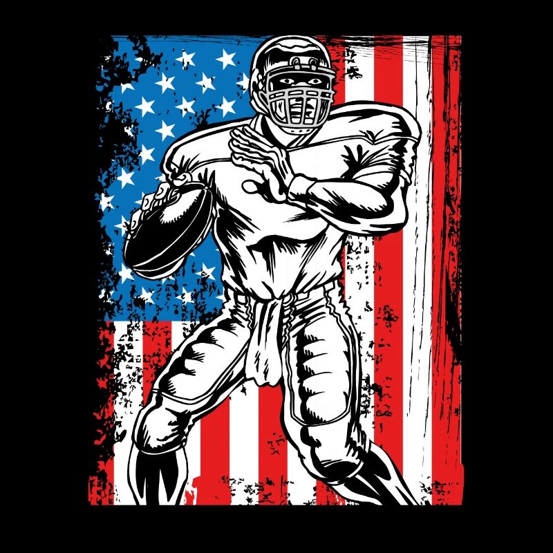 Quaterback sur un drapeau des États-Unis