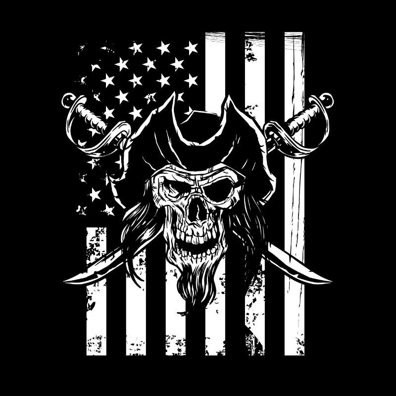 Crâne de pirate avec drapeau des États-Unis