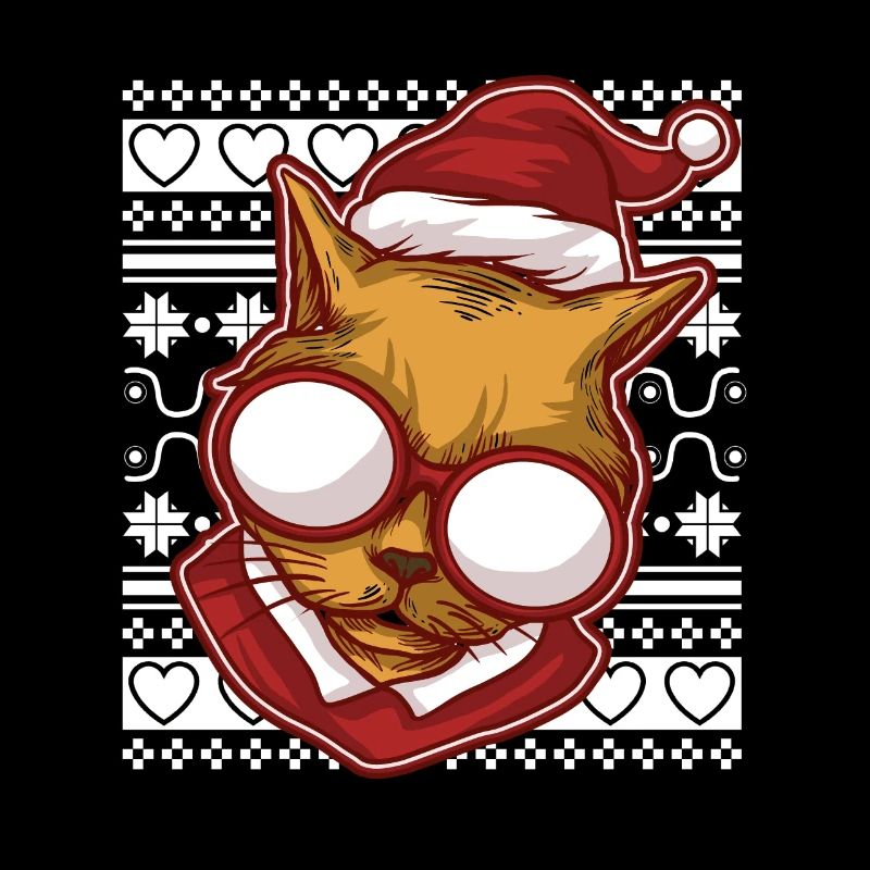 Moche pull de Noël Tshirt chat de Noël